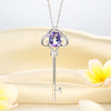 14K White Gold 2.5 Ct Purple Topaz Love Key Pendant Necklace 0.03 Ct Diamond - diamondiiz.com