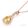 14K Rose Gold Oval Yellow Topaz Pendant Necklace - diamondiiz.com
