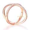 Women 14K Rose Gold Crossover Ring 0.37 Ct Diamond 585 Fine Jewelry - diamondiiz.com