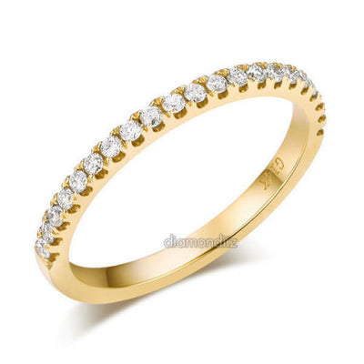14K Yellow Gold Stackable Wedding Band Ring Half Eternity 0.2 Ct Natural Diamond - diamondiiz.com