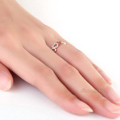 14K Rose Gold Heart Wedding Band Ring 0.12 Ct Natural Diamonds - diamondiiz.com