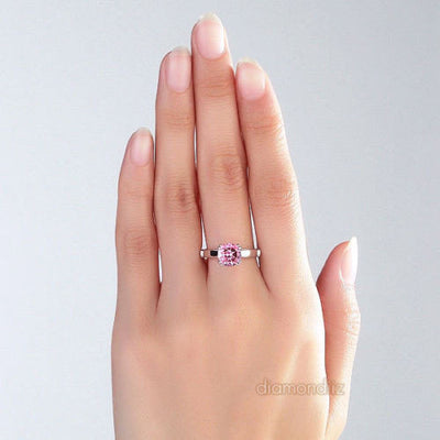 14K White Gold Wedding Engagement Ring 2 Ct Pink Topaz 0.02 CT Natural Diamonds - diamondiiz.com