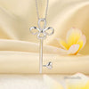 Fine 14K White Gold Heart Key Pendant Necklace 0.1 Carat Diamonds - diamondiiz.com
