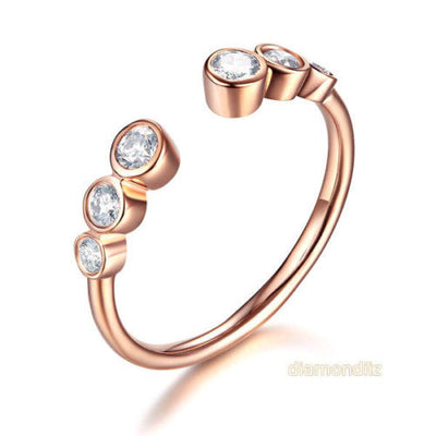 14K Rose Gold Wedding Band Women Ring 0.26 Ct Diamond 585 Fine Jewelry - diamondiiz.com