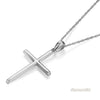 Fine 14K White Gold Plain Cross Pendant Necklace Jewelry - diamondiiz.com
