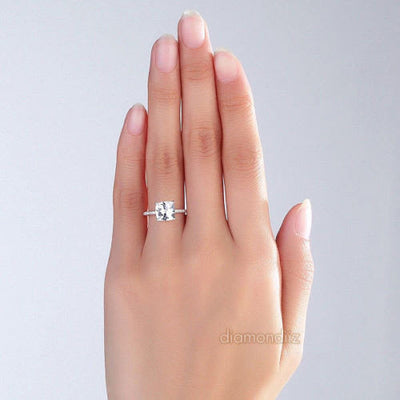 14K White Gold Wedding Engagement Ring 2.5 Ct Topaz 0.12 Ct Natural Diamond - diamondiiz.com