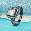 Luxury Vintage Engagement Anniversary Ring Black 925 Silver Lab Created Diamond - diamondiiz.com