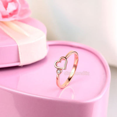 14K Rose Gold Wedding Band Anniversary Heart Bridal Ring 0.02 Ct Diamond - diamondiiz.com