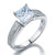 Vintage Sterling 925 Silver Bridal Ring 1.5 Carat Princess Lab Created Diamond