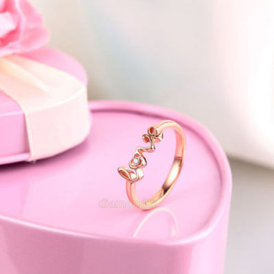 14K Rose Gold 585 Love Wedding Band Anniversary Women Ring 0.01 Ct Diamond - diamondiiz.com