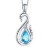 14K White Gold 2.5 Ct Swiss Blue Topaz Swan Pendant Necklace 0.06 Ct Diamond - diamondiiz.com