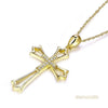 14K Yellow Gold Cross Pendant Necklace 0.07 Ct Diamonds - diamondiiz.com