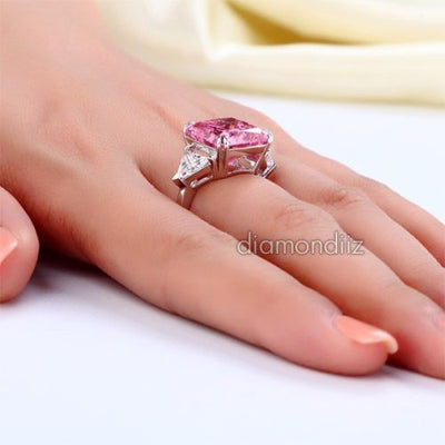 925 Sterling Silver Luxury Ring 8 Ct Princess Pink Lab Created Diamond - diamondiiz.com