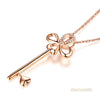 Fine 14K Rose Gold Heart Key Pendant Necklace Jewelry - diamondiiz.com