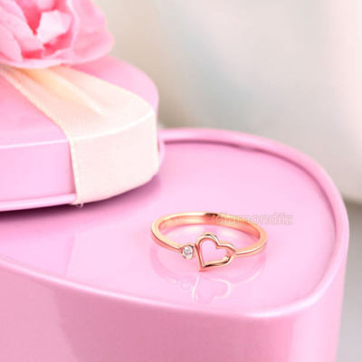 14K Rose Gold Wedding Band Anniversary Heart Bridal Ring 0.02 Ct Diamond - diamondiiz.com