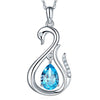 14K White Gold 2.5 Ct Swiss Blue Topaz Swan Pendant Necklace 0.06 Ct Diamond - diamondiiz.com