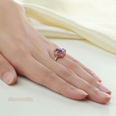 Art Deco Vintage 14K Rose Gold Wedding Anniversary Ring 2.65 Ct Amethyst Diamond - diamondiiz.com