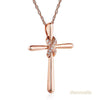 14K Rose Gold Cross Pendant Necklace 0.04 Ct Diamonds - diamondiiz.com