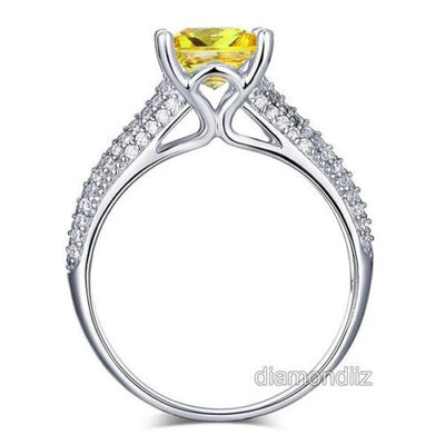 Sterling Silver Anniversary Ring Princess Yellow Canary Lab Diamond - diamondiiz.com
