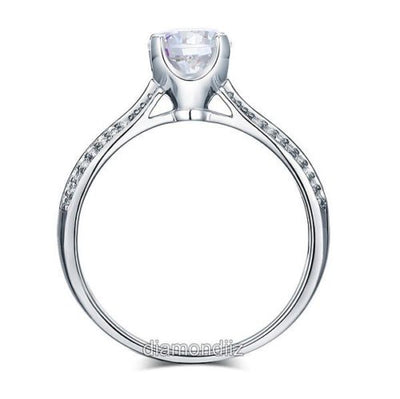 925 Sterling Silver Wedding Engagement Ring Brilliant 1.25 Carat Lab Diamond - diamondiiz.com
