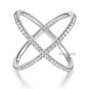 Women Solid 14K White Gold Crossover Ring 0.37 Ct Diamond 585 Fine Jewelry - diamondiiz.com