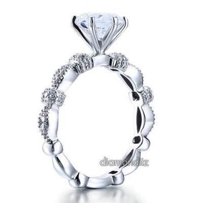 Lab Created Diamond Vintage Engagement Ring 925 Sterling Silver - diamondiiz.com
