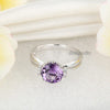 14K White Gold Wedding Promise / Engagement Ring Purple Amethyst Natural Diamond - diamondiiz.com