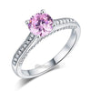 Cathedral Engagement Ring Sterling Silver Fancy Pink Created Diamond - diamondiiz.com