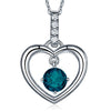 Fine 14K White Gold London Blue Topaz Heart Pendant Necklace 0.04 Ct Diamond - diamondiiz.com