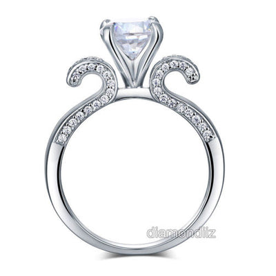 925 Sterling Silver Wedding Engagement Ring Vintage 2 Carat Lab Created Diamond - diamondiiz.com