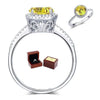 925 Sterling Silver Halo Ring Vintage Yellow Canary Lab Made Diamond - diamondiiz.com