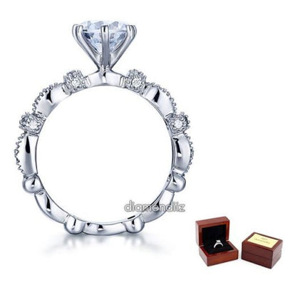 Lab Created Diamond Vintage Engagement Ring 925 Sterling Silver - diamondiiz.com