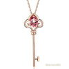 14K Rose Gold 2.5 Ct Pink Topaz Love Key Pendant Necklace 0.03 Ct Diamond - diamondiiz.com