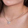 Dancing Stone Heart Halo Pendant Necklace 925 Sterling Silver - diamondiiz.com