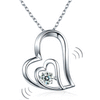 Dancing Stone Double Heart Pendant Necklace 925 Sterling Silver - diamondiiz.com