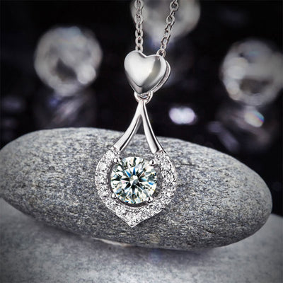 Heart Tear Drop Pendant Necklace 925 Sterling Silver - diamondiiz.com