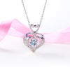 Dancing Stone Double Heart Pendant Necklace 925 Sterling Silver - diamondiiz.com