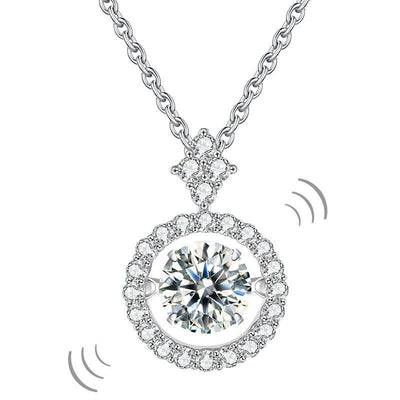 1 Carat Moissanite Diamond Dancing Stone Necklace 925 Sterling Silver MFN8137