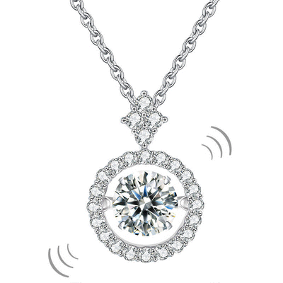 1 Carat Moissanite Diamond Dancing Stone Necklace 925 Sterling Silver MFN8137