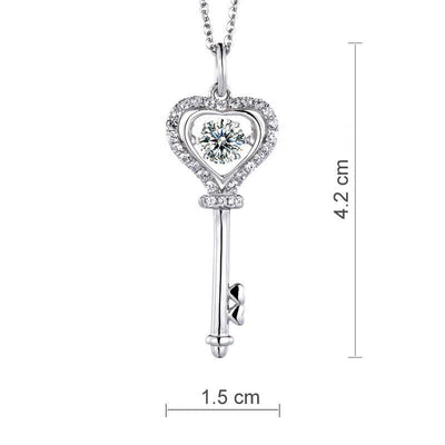 1 Carat Moissanite Diamond Dancing Stone Key Necklace 925 Sterling Silver MFN8138