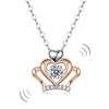 0.3 Carat Moissanite Diamond Dancing Stone Heart Crown Necklace 925 Sterling Silver MFN8145