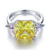 Solid 925 Sterling Silver Three-Stone Luxury Ring 8 Carat Yellow Canary Created Diamond XFR8157