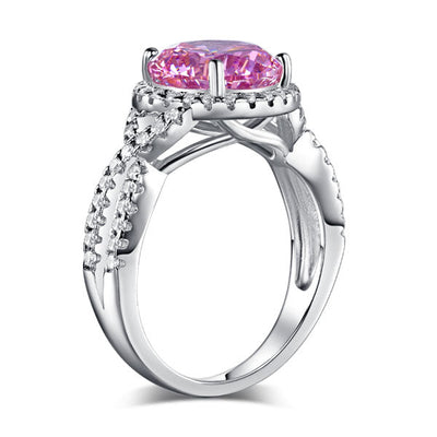 3 Carat Fancy Pink Created Diamond 925 Sterling Silver Wedding Engagement Luxury Ring Promise Anniversary XFR8242