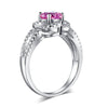 Floral 925 Sterling Silver Wedding Promise Anniversary Ring 1 Ct Fancy Pink Created Diamond Jewelry XFR8250