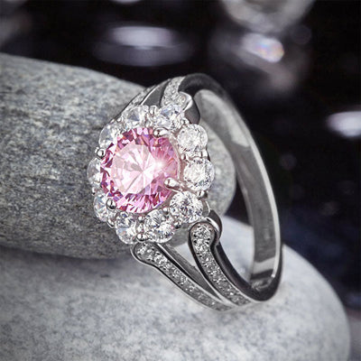 Art Deco Vintage style 925 Sterling Silver Wedding Ring 1.25 Ct Fancy Pink Created Diamond Promise Anniversary XFR8254