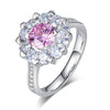 Snowflake 925 Sterling Silver Wedding Promise Anniversary Ring 1 Ct Fancy Pink Created Diamond XFR8264