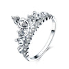 Solid 925 Sterling Silver Ring Crown Shape Created Diamond for Lady Trendy Stylish XFR8275
