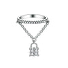 Solid 925 Sterling Silver Band Ring Dangle Purse Sparkling CZ for Lady Trendy Stylish - diamondiiz.com
