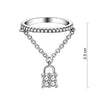 Solid 925 Sterling Silver Band Ring Dangle Purse Sparkling Created Diamond for Lady Trendy Stylish XFR8280