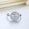 Dancing Stone Double Halo Solid 925 Sterling Silver Ring Fashion Wedding Jewelry XFR8285